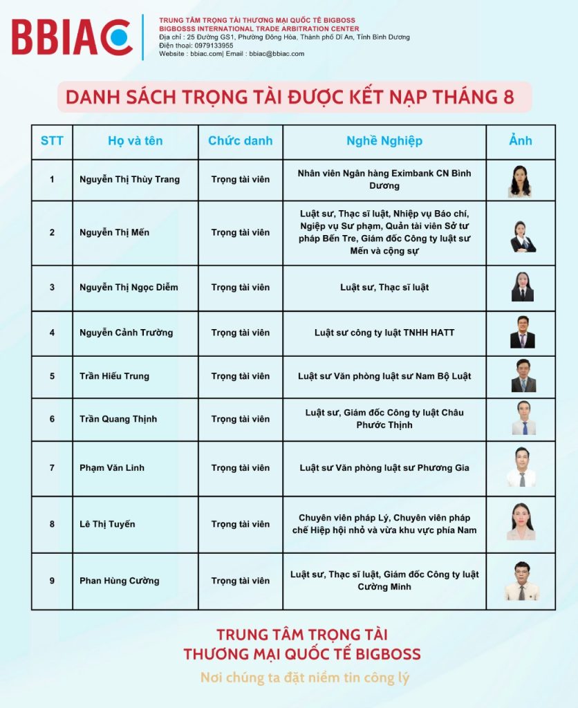 Danh sách trọng tài viên mới