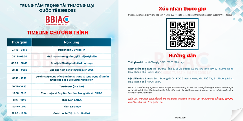 TỌA ĐÀM: ĐẠO ĐỨC TRỌNG TÀI VIÊN BBIAC TRONG BỐI CẢNH CHUYỂN ĐỔI SỐ & YEAR END PARTY 2026 1 Toa Dam BBIAC timeline